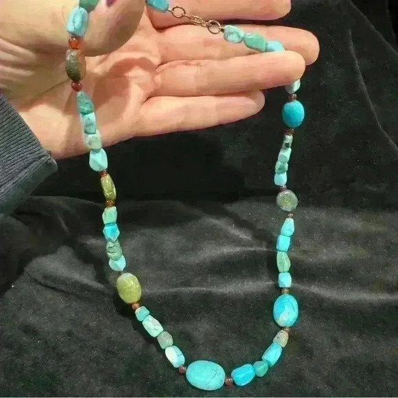 Boho Beaded Necklace Blue Turquoise Red Green Colorful Layering Statement - Picture 5 of 6